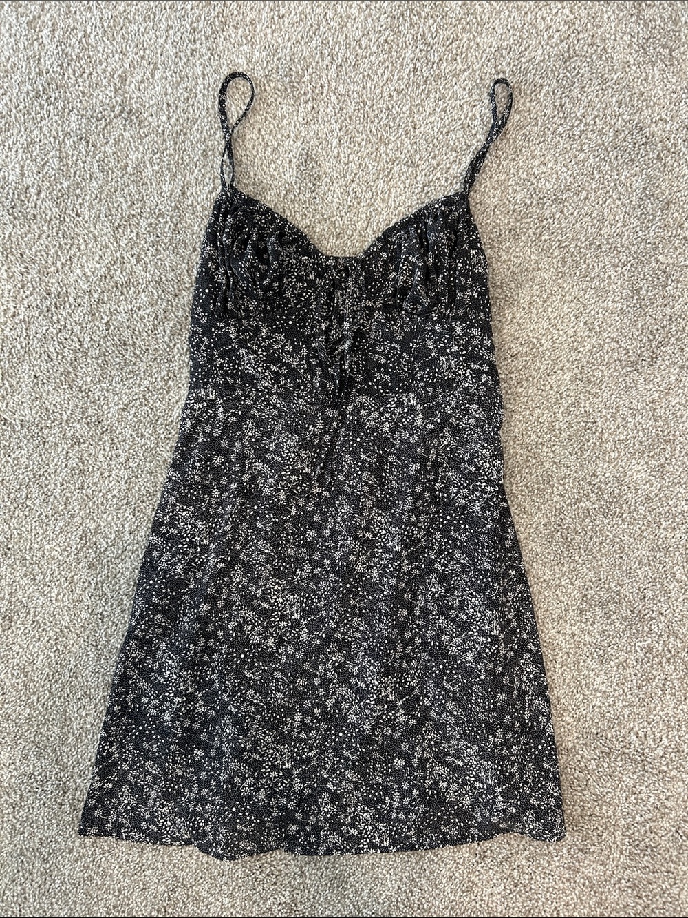 Black Floral Mini Dress with Spaghetti Straps